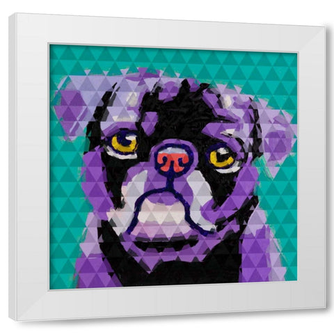 Geometric Pug White Modern Wood Framed Art Print by Atelier B Art Studio