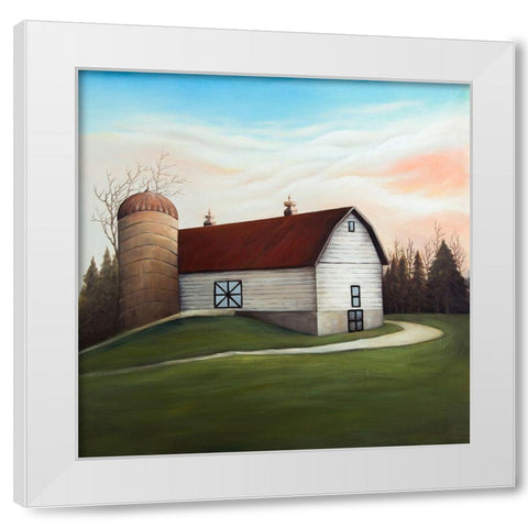 White barn view White Modern Wood Framed Art Print by Atelier B Art Studio