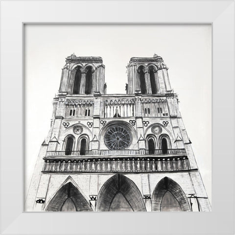 NOTRE-DAME DE PARIS CATHEDRAL White Modern Wood Framed Art Print by Atelier B Art Studio