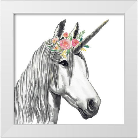 UNICORN White Modern Wood Framed Art Print by Atelier B Art Studio