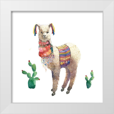 LAMA PARADE White Modern Wood Framed Art Print by Atelier B Art Studio