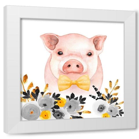 CHIC PIG White Modern Wood Framed Art Print by Atelier B Art Studio