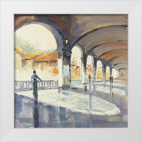People in a spacious hall White Modern Wood Framed Art Print by Atelier B Art Studio