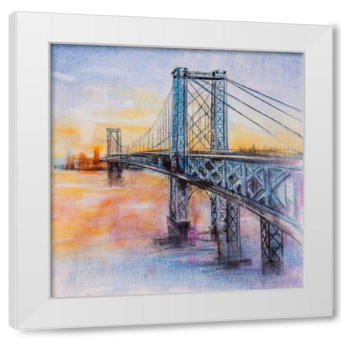 Abstract Brooklyn Bridge  White Modern Wood Framed Art Print by Atelier B Art Studio
