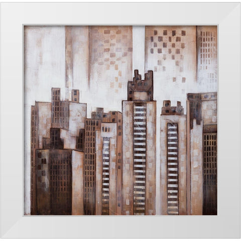 SQUARE CITY White Modern Wood Framed Art Print by Atelier B Art Studio