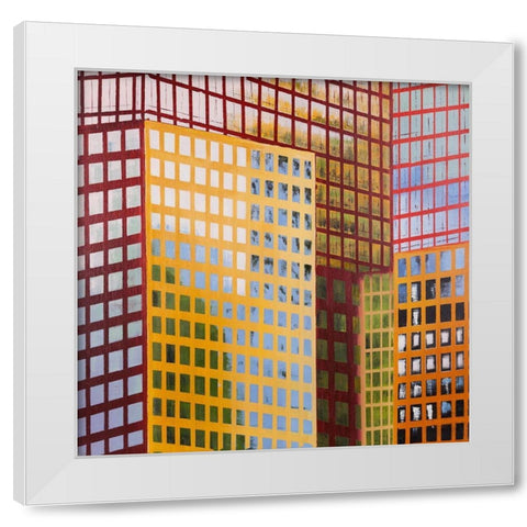 SKYSCRAPER WINDOWS White Modern Wood Framed Art Print by Atelier B Art Studio
