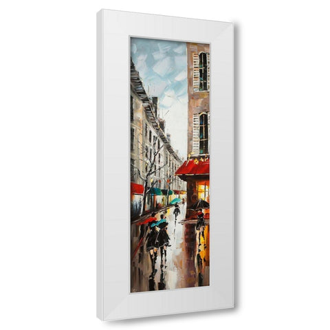WOMEN WALKING IN THE STREET White Modern Wood Framed Art Print by Atelier B Art Studio