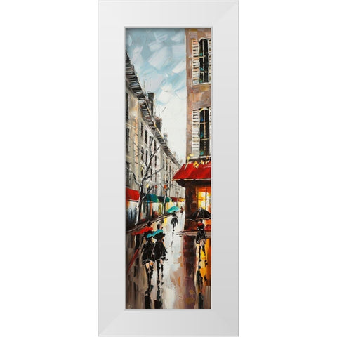 WOMEN WALKING IN THE STREET White Modern Wood Framed Art Print by Atelier B Art Studio