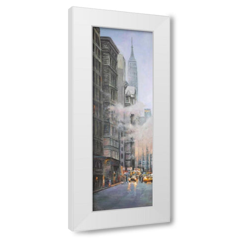 Morning in the Streets of New-York City White Modern Wood Framed Art Print by Atelier B Art Studio