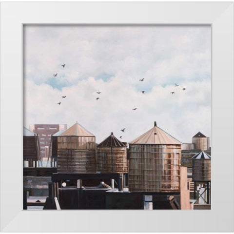 Water Towers White Modern Wood Framed Art Print by Atelier B Art Studio