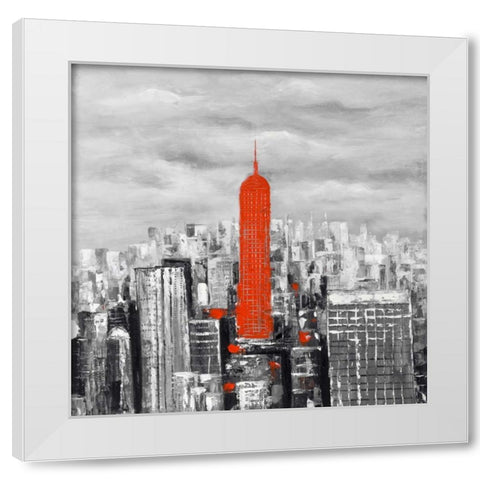 Empire State Building of New-York White Modern Wood Framed Art Print by Atelier B Art Studio