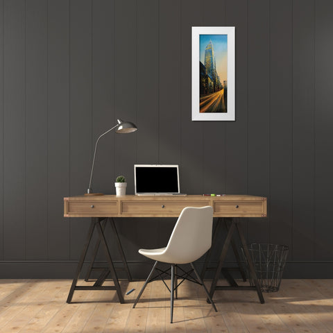 In the Street of Empire State Building White Modern Wood Framed Art Print by Atelier B Art Studio