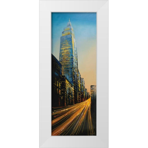 In the Street of Empire State Building White Modern Wood Framed Art Print by Atelier B Art Studio