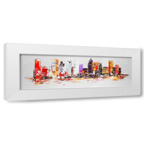 ABSTRACT CITY IN BRIGHT COLORS White Modern Wood Framed Art Print by Atelier B Art Studio
