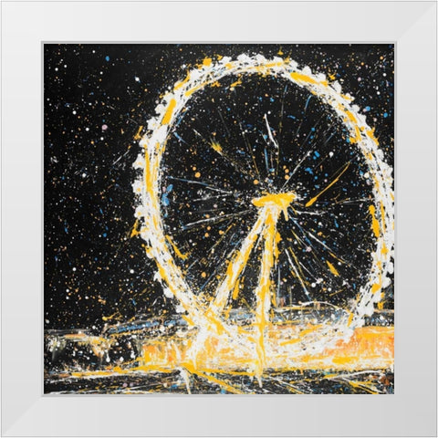 Abstract London Eye White Modern Wood Framed Art Print by Atelier B Art Studio