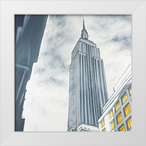 Outline of Empire State Building White Modern Wood Framed Art Print by Atelier B Art Studio