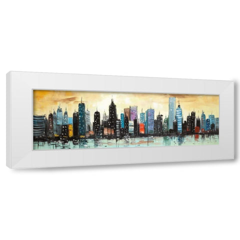 Skyline on Abstract Cityscape White Modern Wood Framed Art Print by Atelier B Art Studio