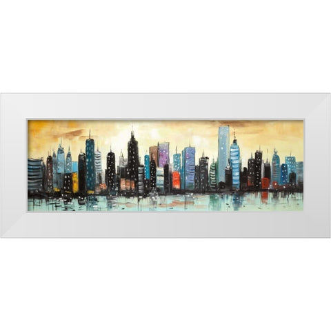 Skyline on Abstract Cityscape White Modern Wood Framed Art Print by Atelier B Art Studio