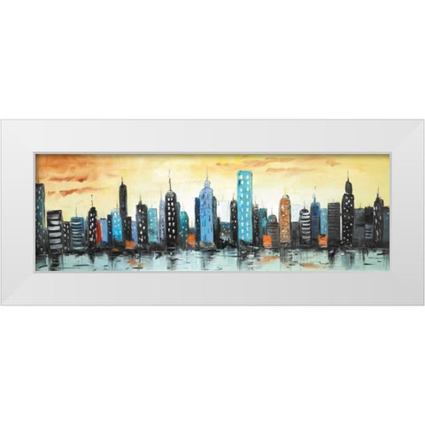 Skyline on Cityscape White Modern Wood Framed Art Print by Atelier B Art Studio
