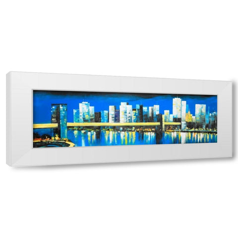 Skyline of Lower Manhattan White Modern Wood Framed Art Print by Atelier B Art Studio