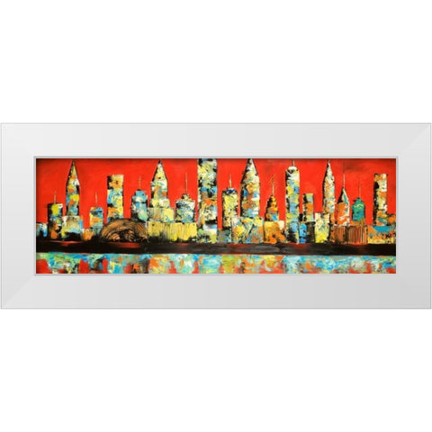 View of Red City White Modern Wood Framed Art Print by Atelier B Art Studio