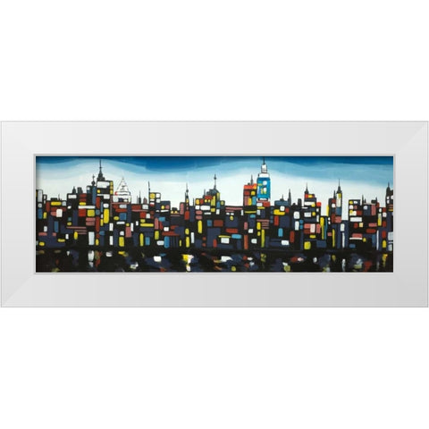 Colorful Buildings White Modern Wood Framed Art Print by Atelier B Art Studio