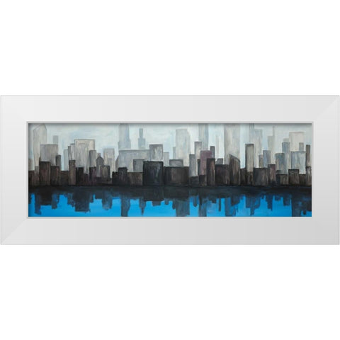 View of a Blue City White Modern Wood Framed Art Print by Atelier B Art Studio