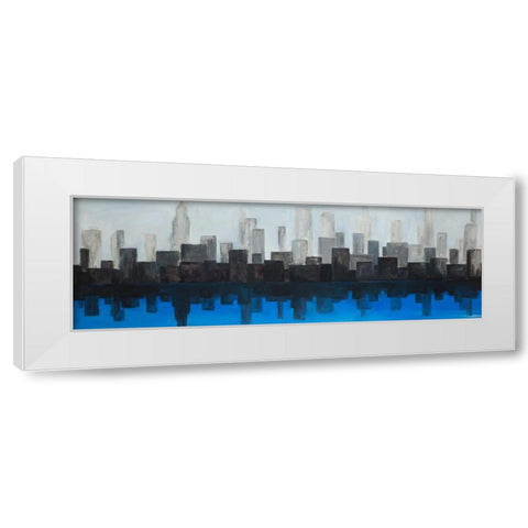 Blue City White Modern Wood Framed Art Print by Atelier B Art Studio