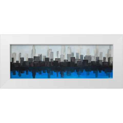 Blue City White Modern Wood Framed Art Print by Atelier B Art Studio