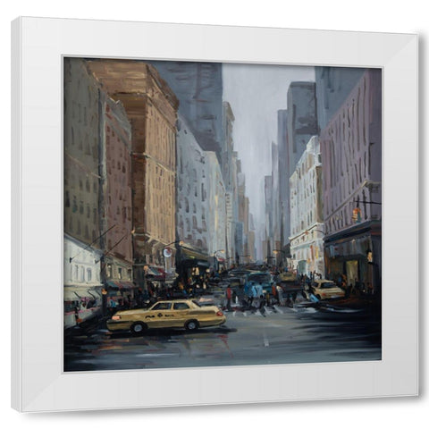 IN THE CITY White Modern Wood Framed Art Print by Atelier B Art Studio