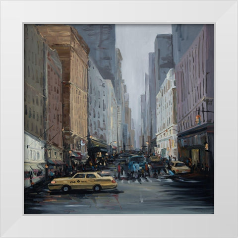 IN THE CITY White Modern Wood Framed Art Print by Atelier B Art Studio