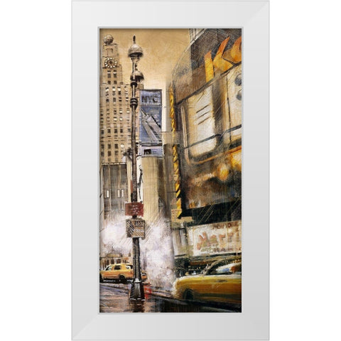 BIG CITY STREET BY A CLOUDY DAY White Modern Wood Framed Art Print by Atelier B Art Studio
