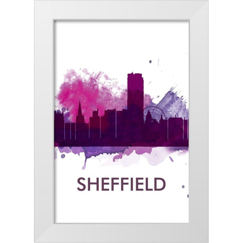 SHEFFIELD CITY COLOR SPLASH SILHOUETTE White Modern Wood Framed Art Print by Atelier B Art Studio