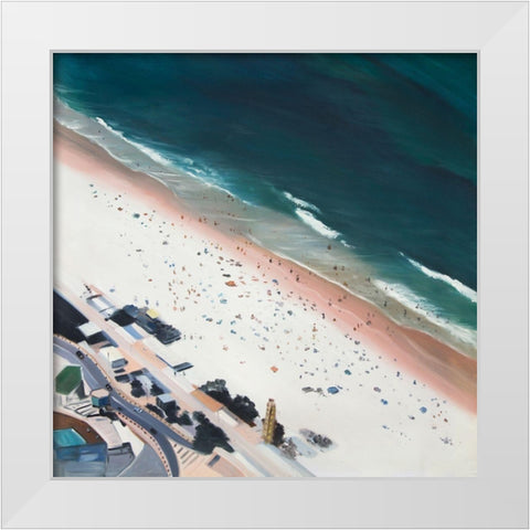 HOT DAY AT THE BEACH White Modern Wood Framed Art Print by Atelier B Art Studio