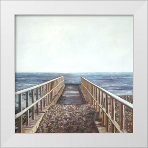 RELAXING BEACH White Modern Wood Framed Art Print by Atelier B Art Studio
