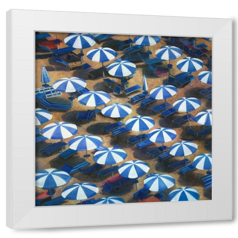 BEACH UMBRELLAS White Modern Wood Framed Art Print by Atelier B Art Studio
