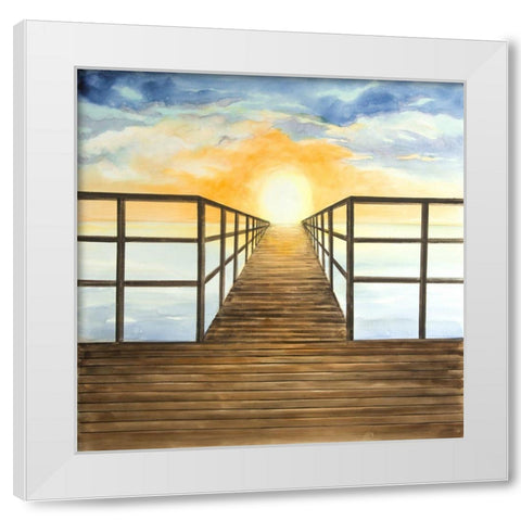 SUNSET IN THE SEA White Modern Wood Framed Art Print by Atelier B Art Studio