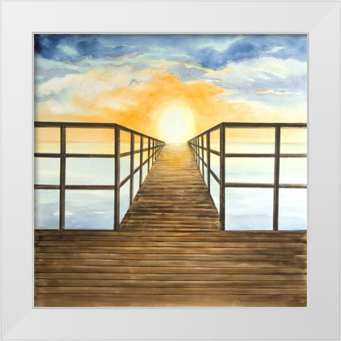SUNSET IN THE SEA White Modern Wood Framed Art Print by Atelier B Art Studio