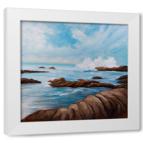 Seaside Storm White Modern Wood Framed Art Print by Atelier B Art Studio