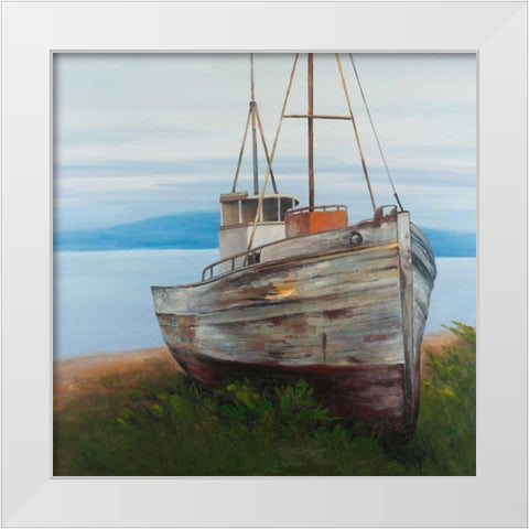 Old Abandoned Boat White Modern Wood Framed Art Print by Atelier B Art Studio