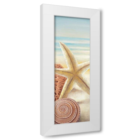 Starfish and Seashells at the Beach White Modern Wood Framed Art Print by Atelier B Art Studio