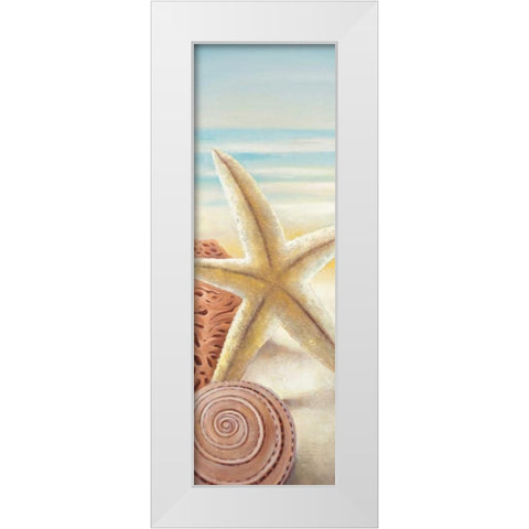 Starfish and Seashells at the Beach White Modern Wood Framed Art Print by Atelier B Art Studio