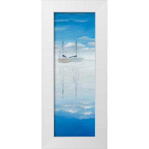 Two Sailboats on the Quiet Lake White Modern Wood Framed Art Print by Atelier B Art Studio