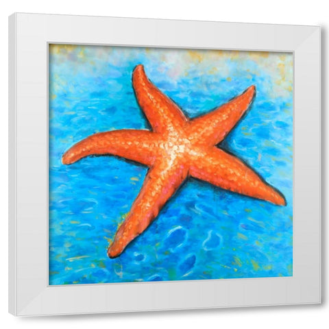 Vivid Starfish White Modern Wood Framed Art Print by Atelier B Art Studio