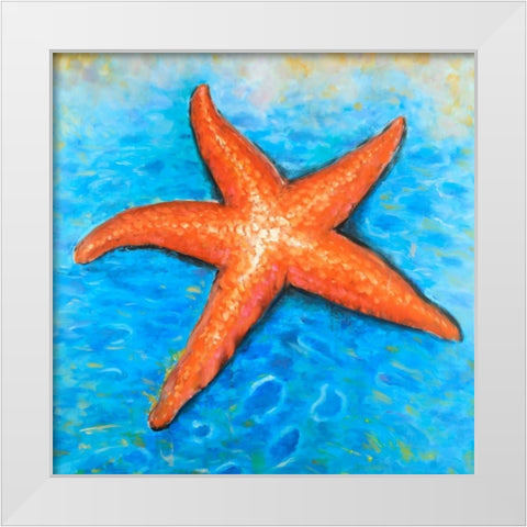 Vivid Starfish White Modern Wood Framed Art Print by Atelier B Art Studio