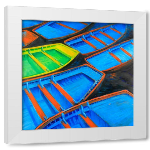 Small Canoes White Modern Wood Framed Art Print by Atelier B Art Studio