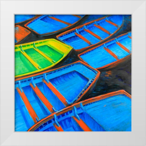 Small Canoes White Modern Wood Framed Art Print by Atelier B Art Studio