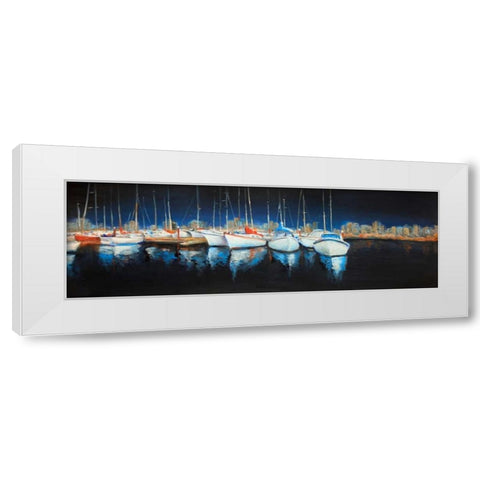 Evening at the Marina White Modern Wood Framed Art Print by Atelier B Art Studio