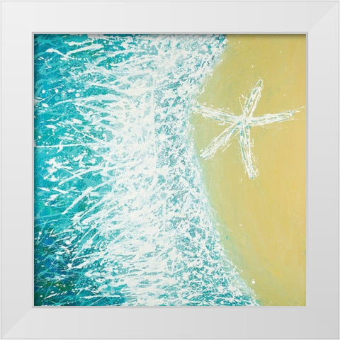 Right Side Seastar and a Wave White Modern Wood Framed Art Print by Atelier B Art Studio