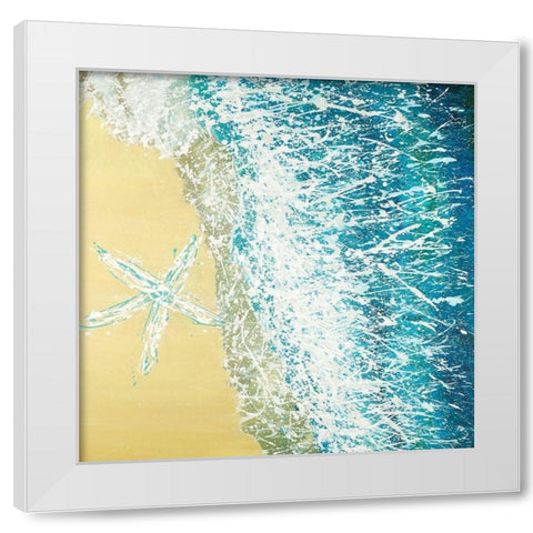 Left Side Seastar and a Wave White Modern Wood Framed Art Print by Atelier B Art Studio